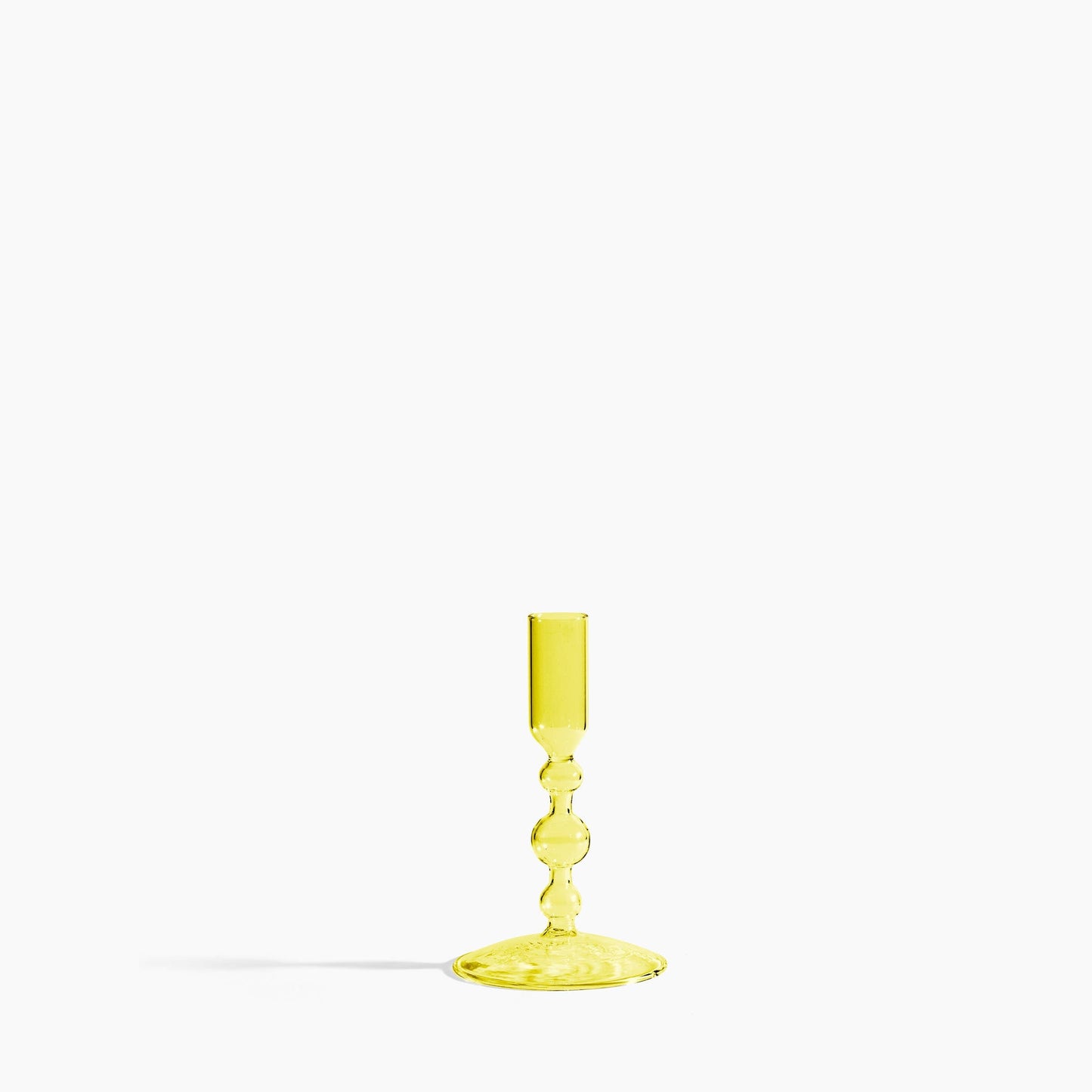 Short Glass Candlestick Holder