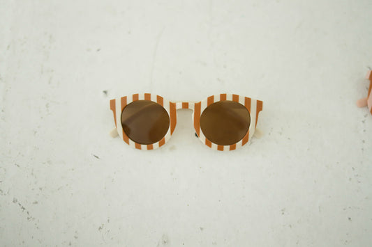 Polished Prints - Ivory/ Orange Striped Sunglasses, Kids Sunglasses, Toddler Sunglasses, UV