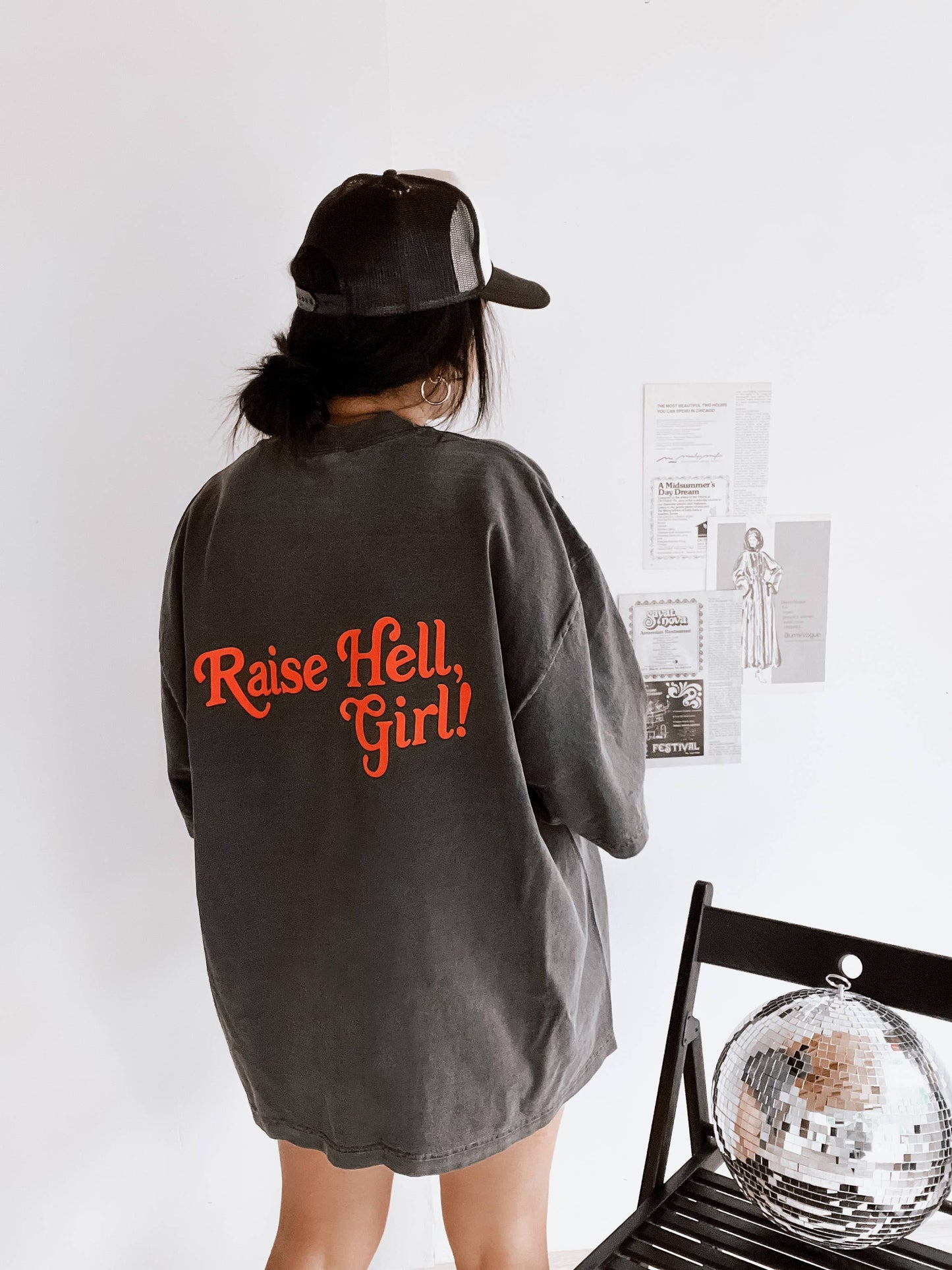 WE THE BABES - Raise Hell Girl Back Oversized Graphic Tee - Smoke
