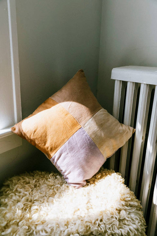 Rosemarine Textiles - patchwork pillow | naturally dyed linen pillow