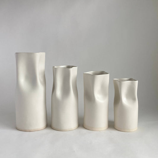 Alicja Ceramics - White Satin Ceramic Pinched Vase