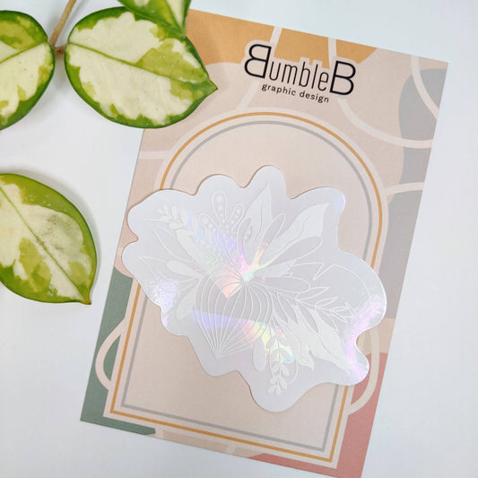 BumbleB Graphic Design - Tropical Leaves Suncatcher Sticker