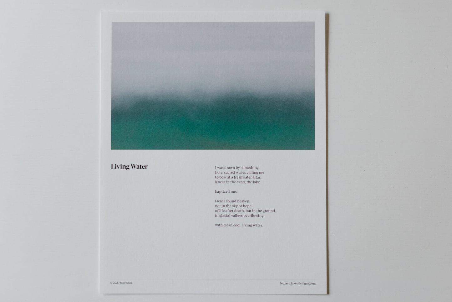 "Living Water" Small Poem Print by Mae Stier