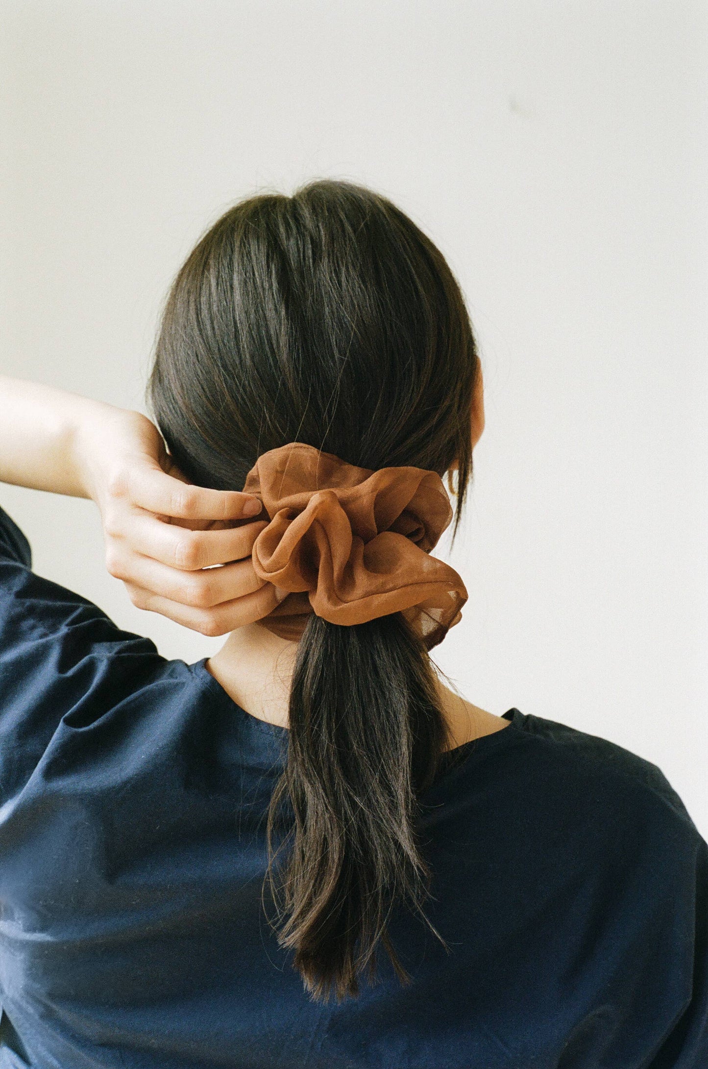 Rosemarine Textiles - Rust Silk Organza Plant Dyed Scrunchie