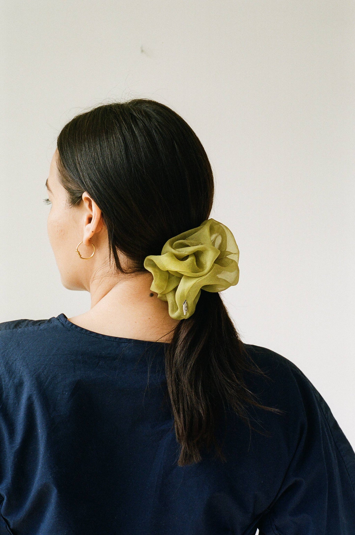 Rosemarine Textiles - Sage Silk Organza Plant Dyed Scrunchie